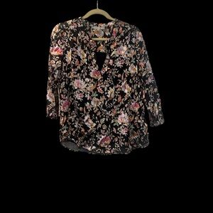 Daniel Rainn Black Floral Blouse
